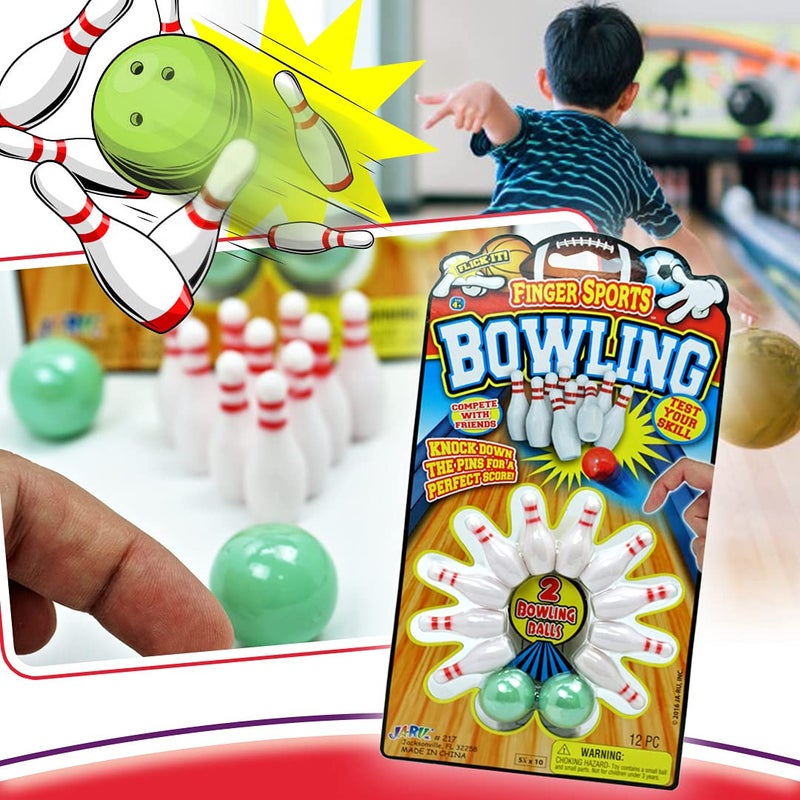 JA-RU Finger Bowling Game Set (Pack of 1 Set) Miniature Sports Small Bowling Game Pocket Size | Mini Bowling Table Set for Kids | Item #217-1A - Image 2